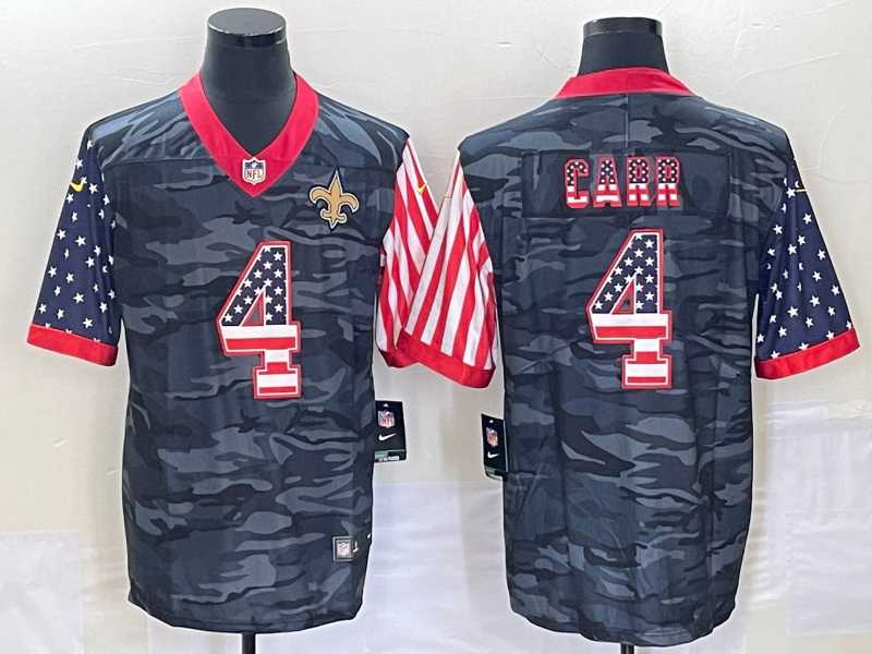 Men%27s New Orleans Saints #4 Derek Carr USA Camo 2020 Salute To Service Stitched NFL Nike Limited Jersey->new york jets->NFL Jersey